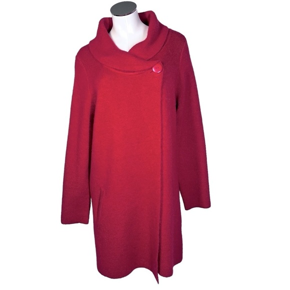 ADRIENNE VITTANINI Red Open Front Shawl Neckline Cardigan Sweater Jacket Size XL - Picture 1 of 16